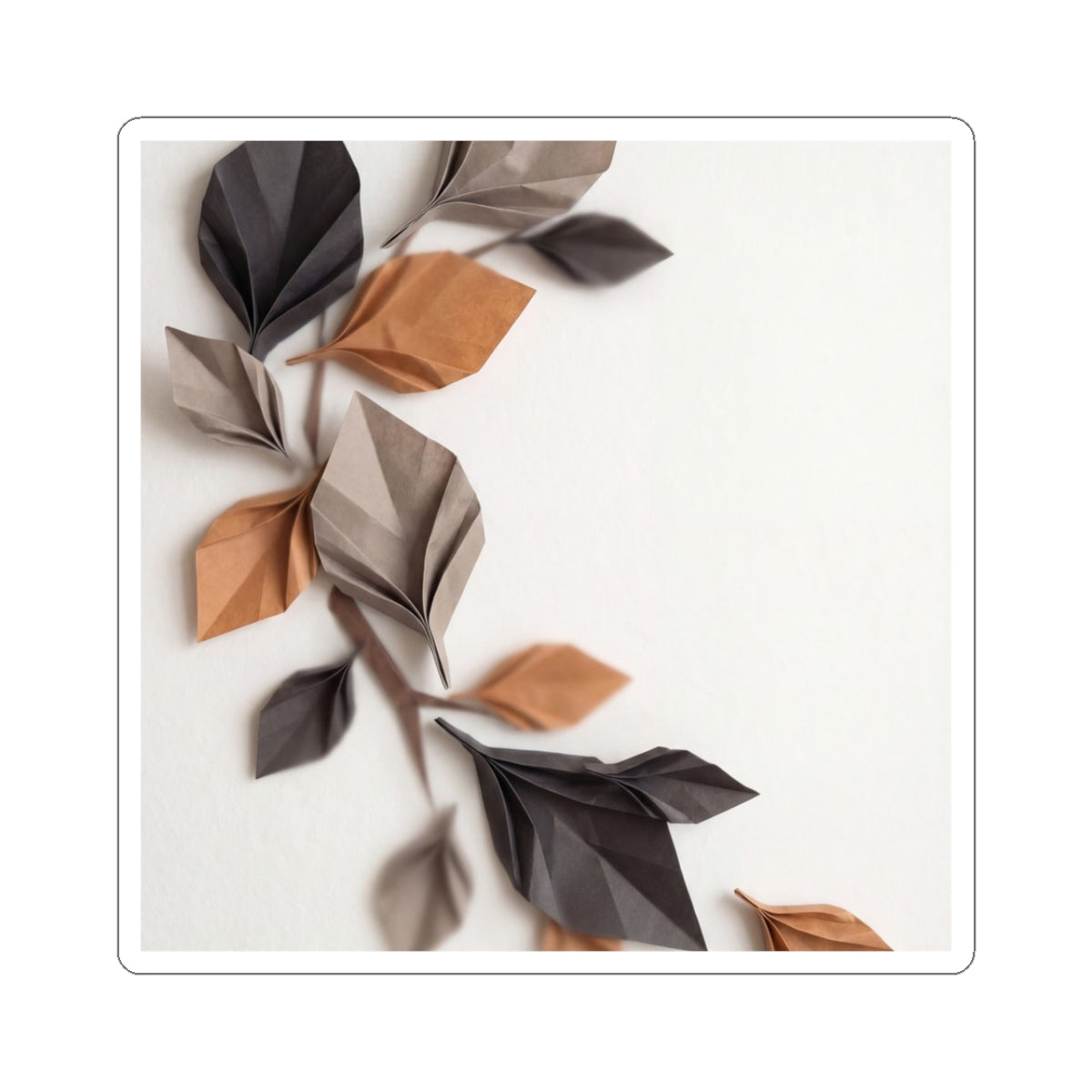 Paper Fold Minimal Line Sticker | Warm Japandi Art Art Print