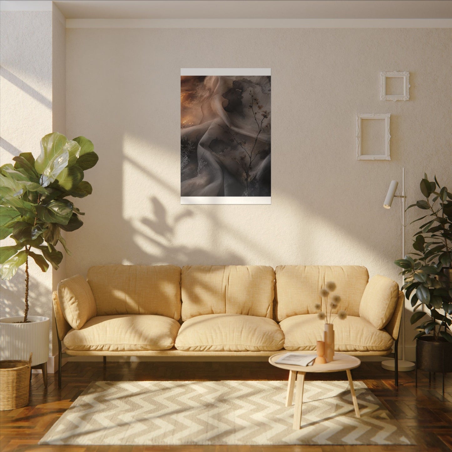Japandi Silk Drape in Candlelight | Watercolor Canvas Art
