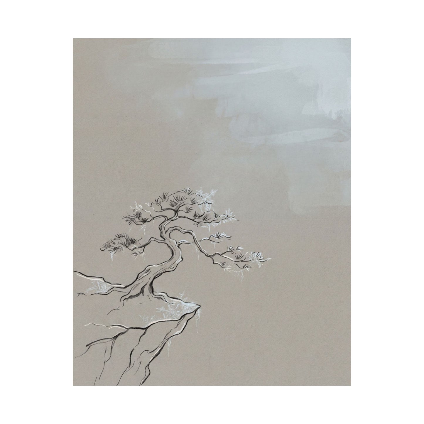 Ma Pine Tree Wall Art Print - Japandi Minimal Line