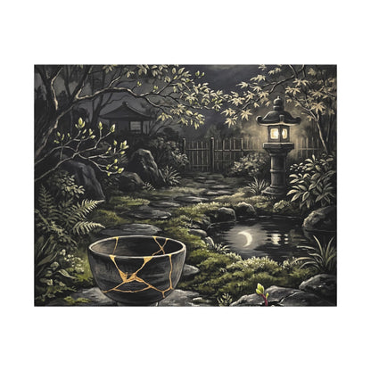 Kintsugi Moonlit Garden in Dappled | Gold Repair Canvas Art