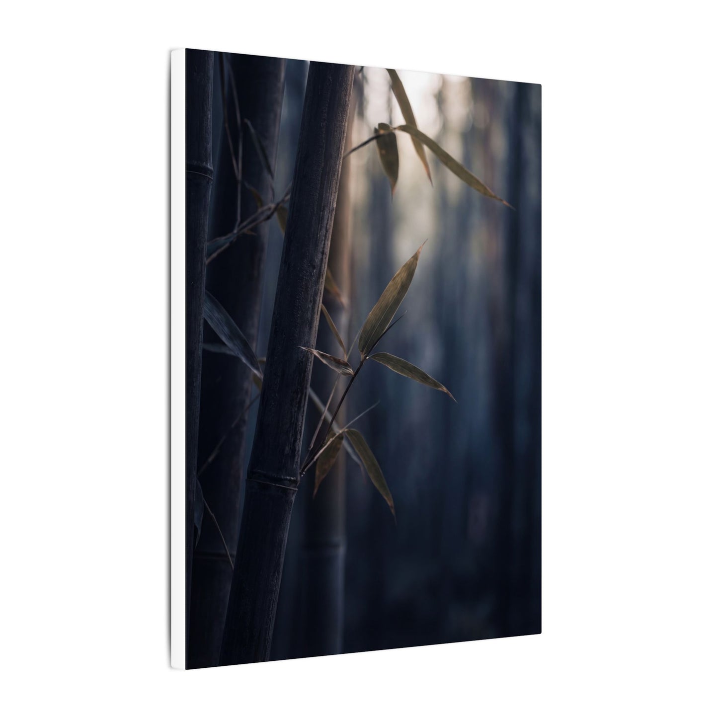 Dark Japandi Bamboo Grove in Dawn | Moody Minimal Canvas Art