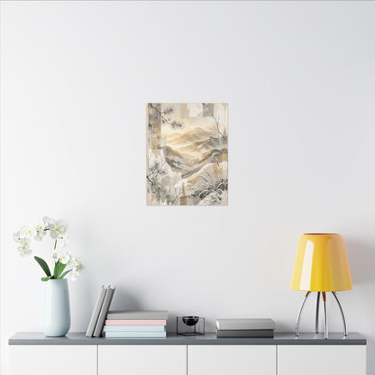 Shibui Mountain Mist Canvas Art - Japandi Japanese Pattern