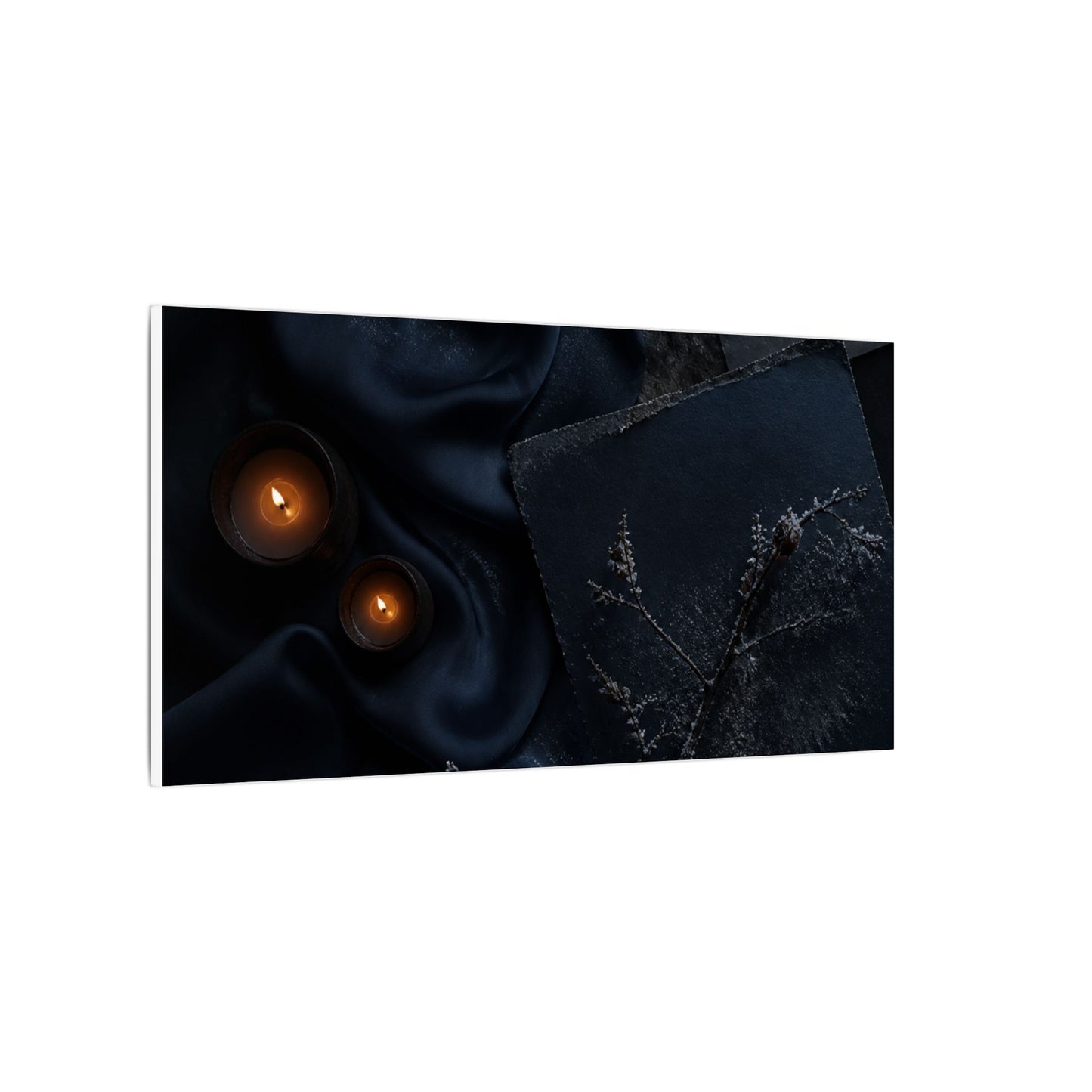 Candlelight Silk Drape Canvas Art - Dark Japandi Kanso