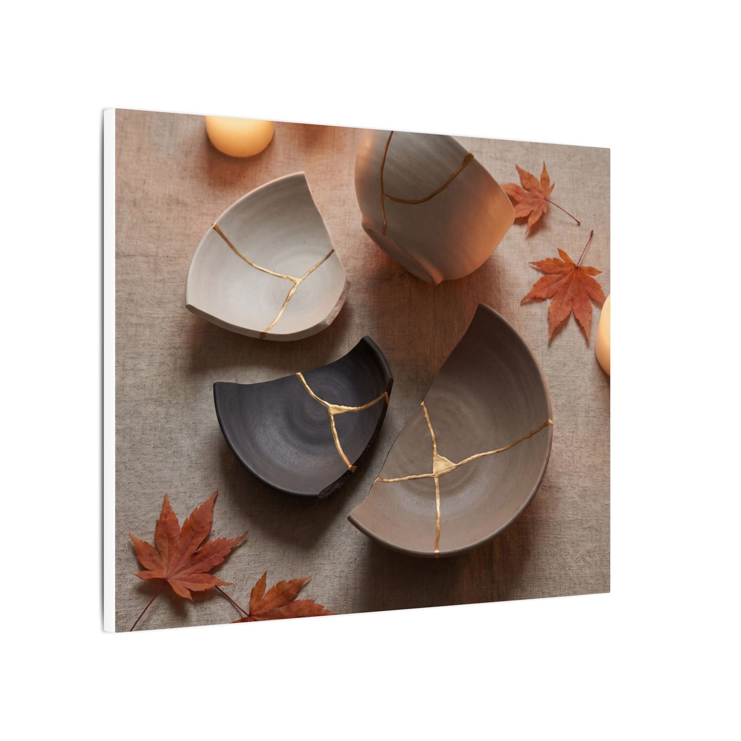 Candlelight Broken Pottery Canvas Art - Japandi Ma