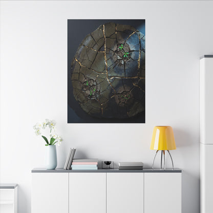 Dark Japandi Cracked Earth in Moonlight | Moody Minimal Canvas Art