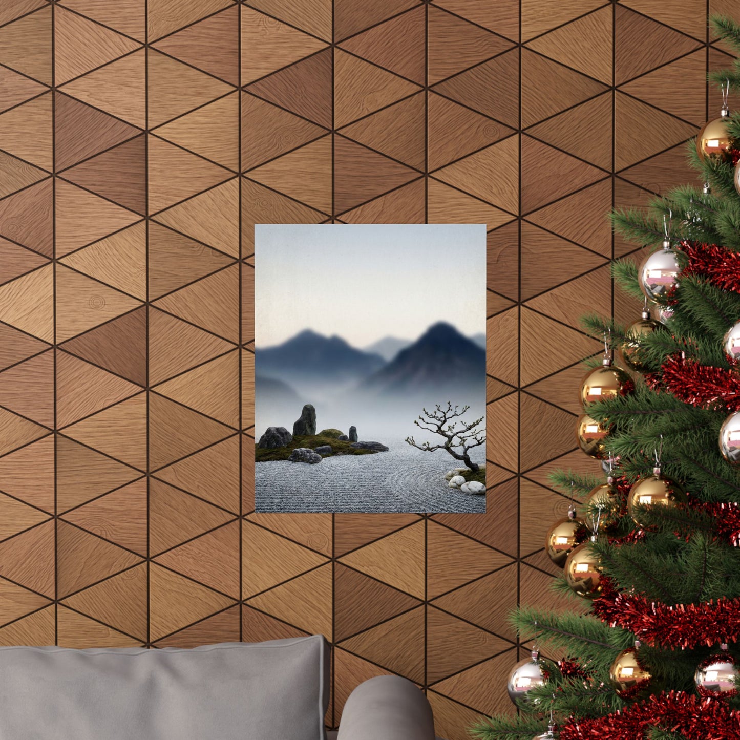 Dawn Mountain Mist Wall Art Print - Zen Shibui