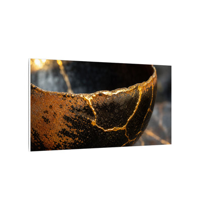 Kintsugi Ceramic Bowl in Golden Hour | Gold Vein Canvas Art