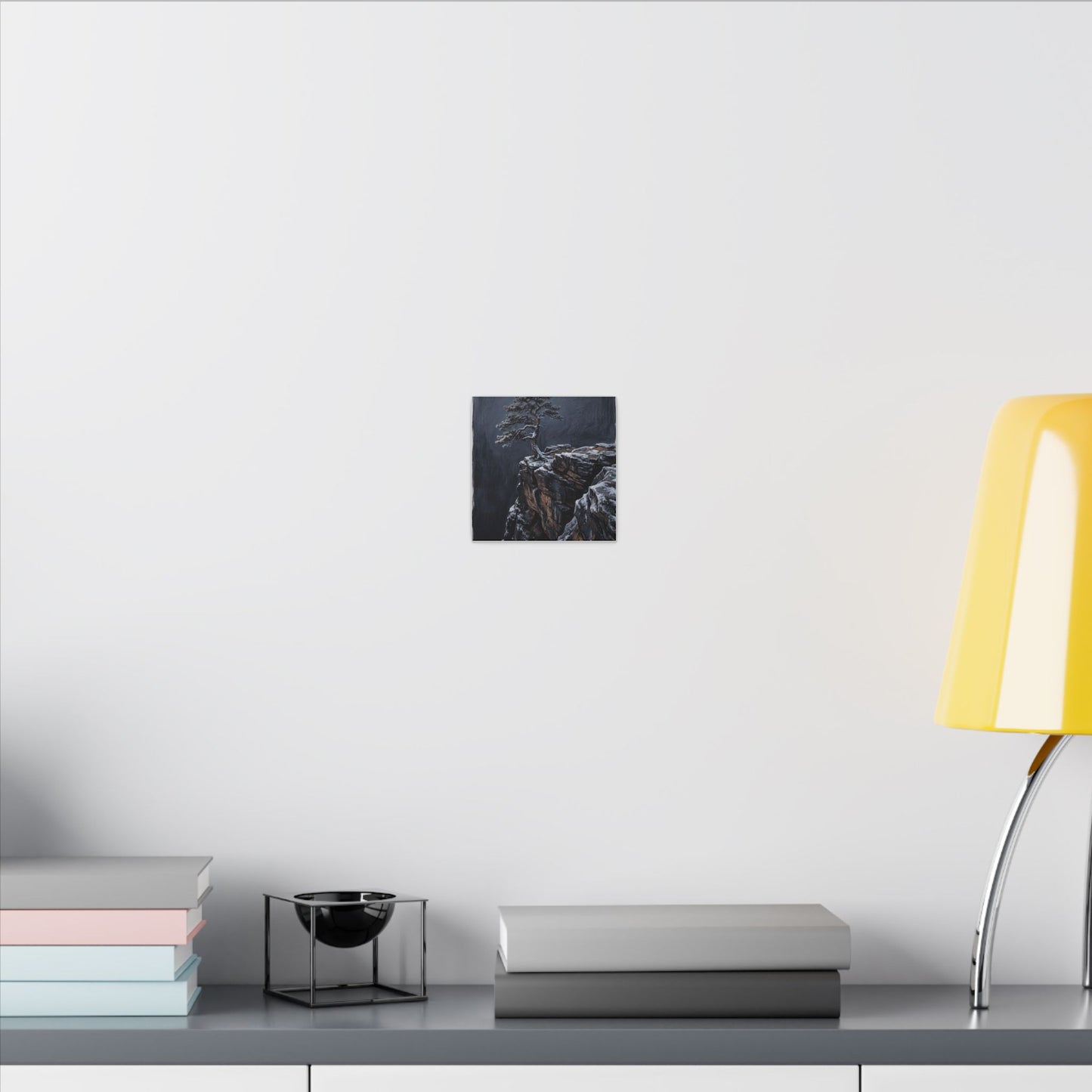 Dark Japandi Pine Tree in Dawn | Dark Texture Canvas Art
