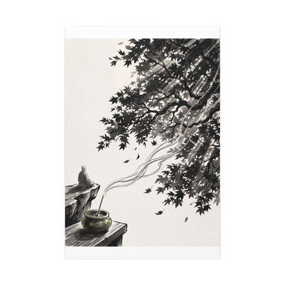 Serene Incense Smoke Canvas Art - Ukiyo E Inspired Zen