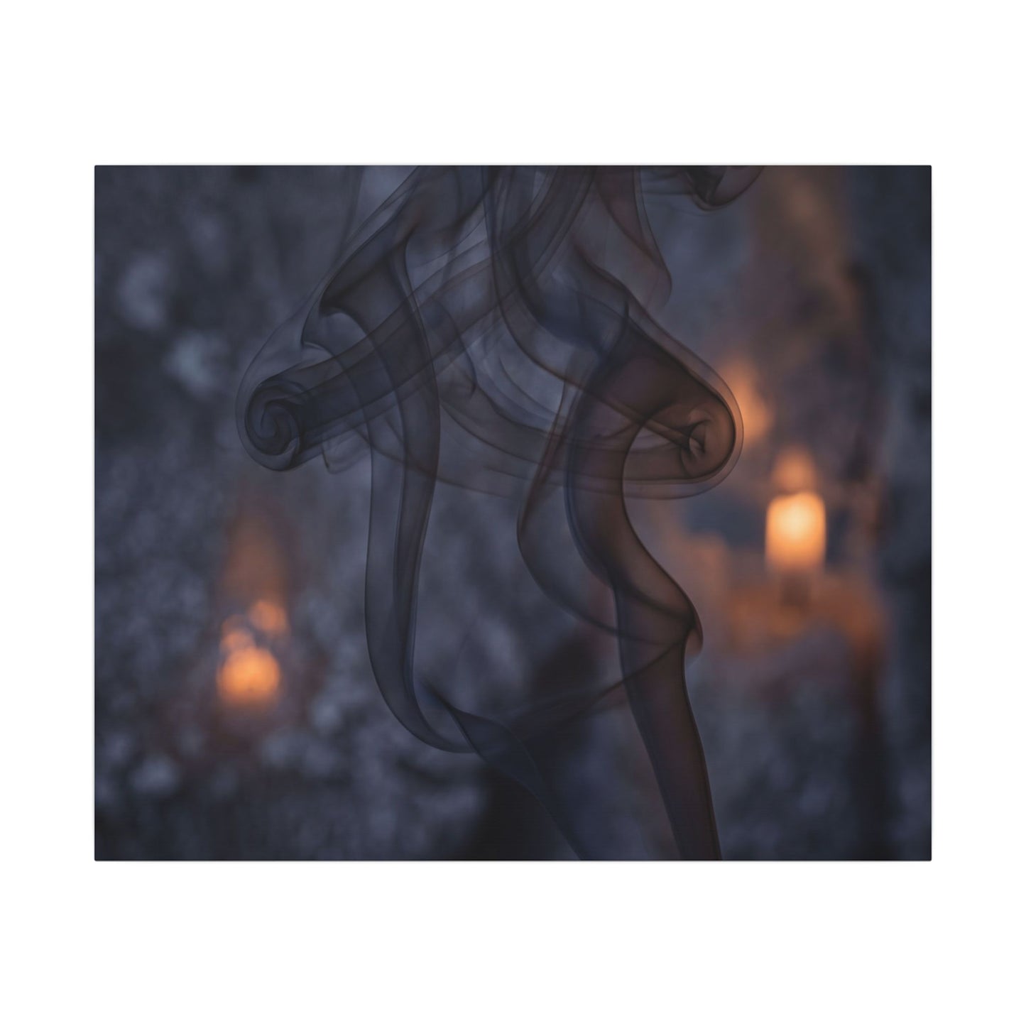 Incense Smoke Winter Canvas Art | Dark Japandi Sophisticated Design