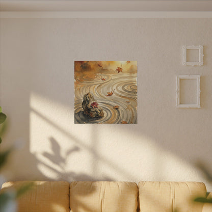 Autumn Rock Garden Watercolor Canvas Art | Neutral Decor