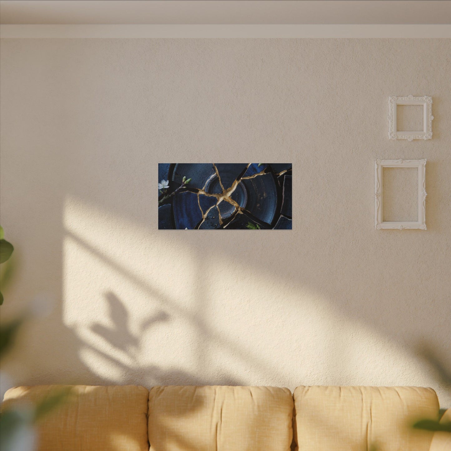 Moonlight Broken Pottery Canvas Art - Kintsugi Fukinsei