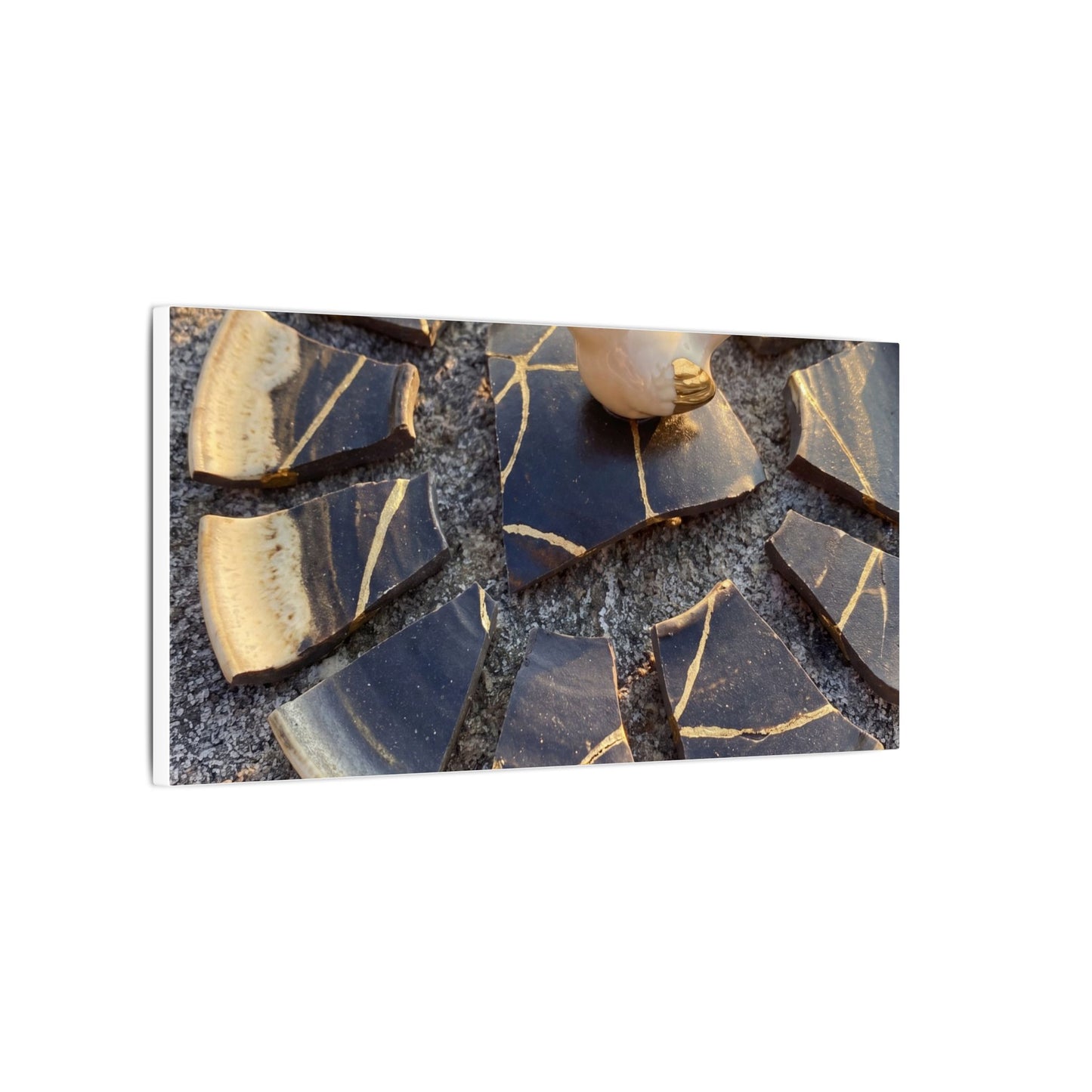 Golden Hour Broken Pottery Canvas Art - Kintsugi Datsuzoku