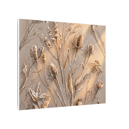 Japandi Dried Flowers in Golden Hour | Watercolor Canvas Art