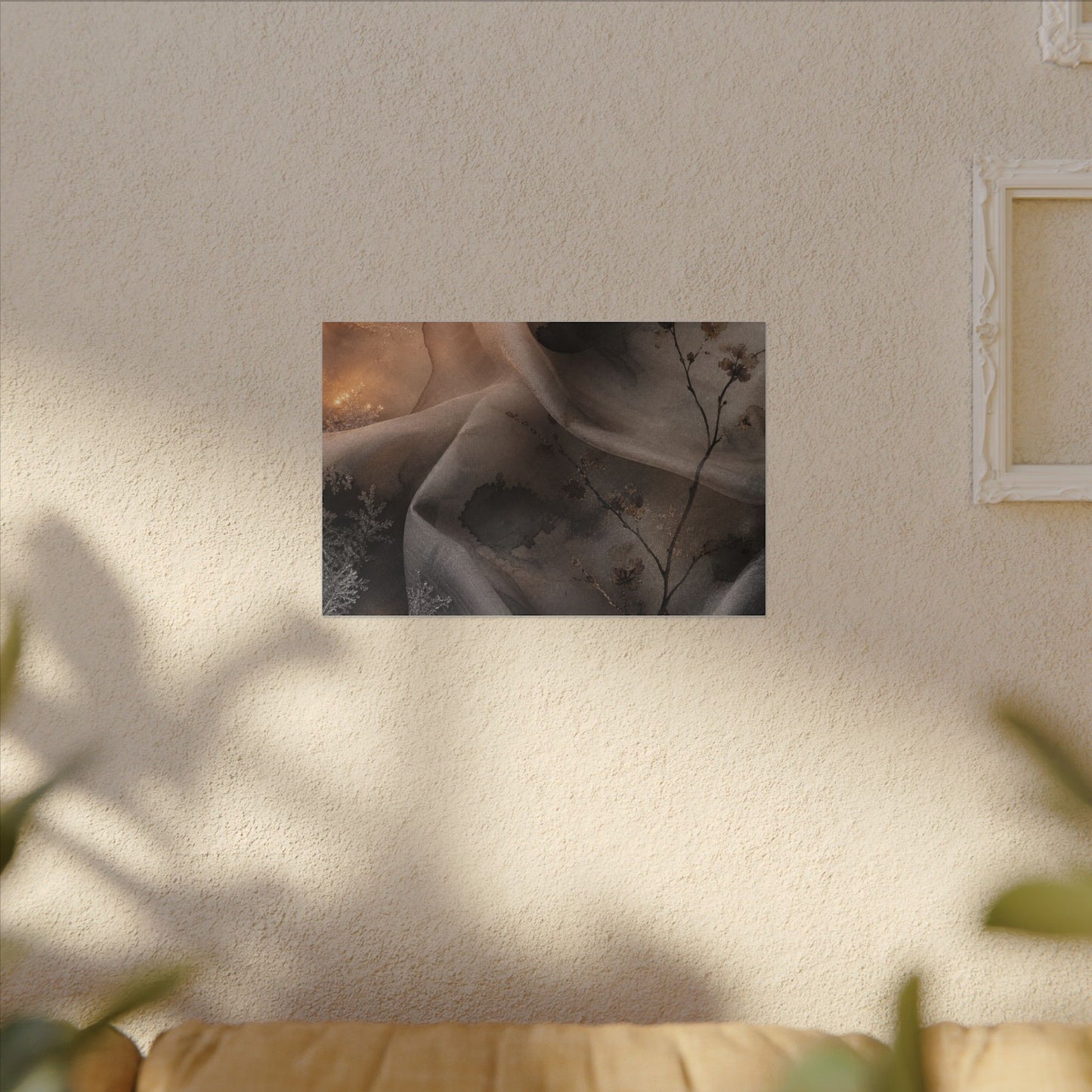 Japandi Silk Drape in Candlelight | Watercolor Canvas Art