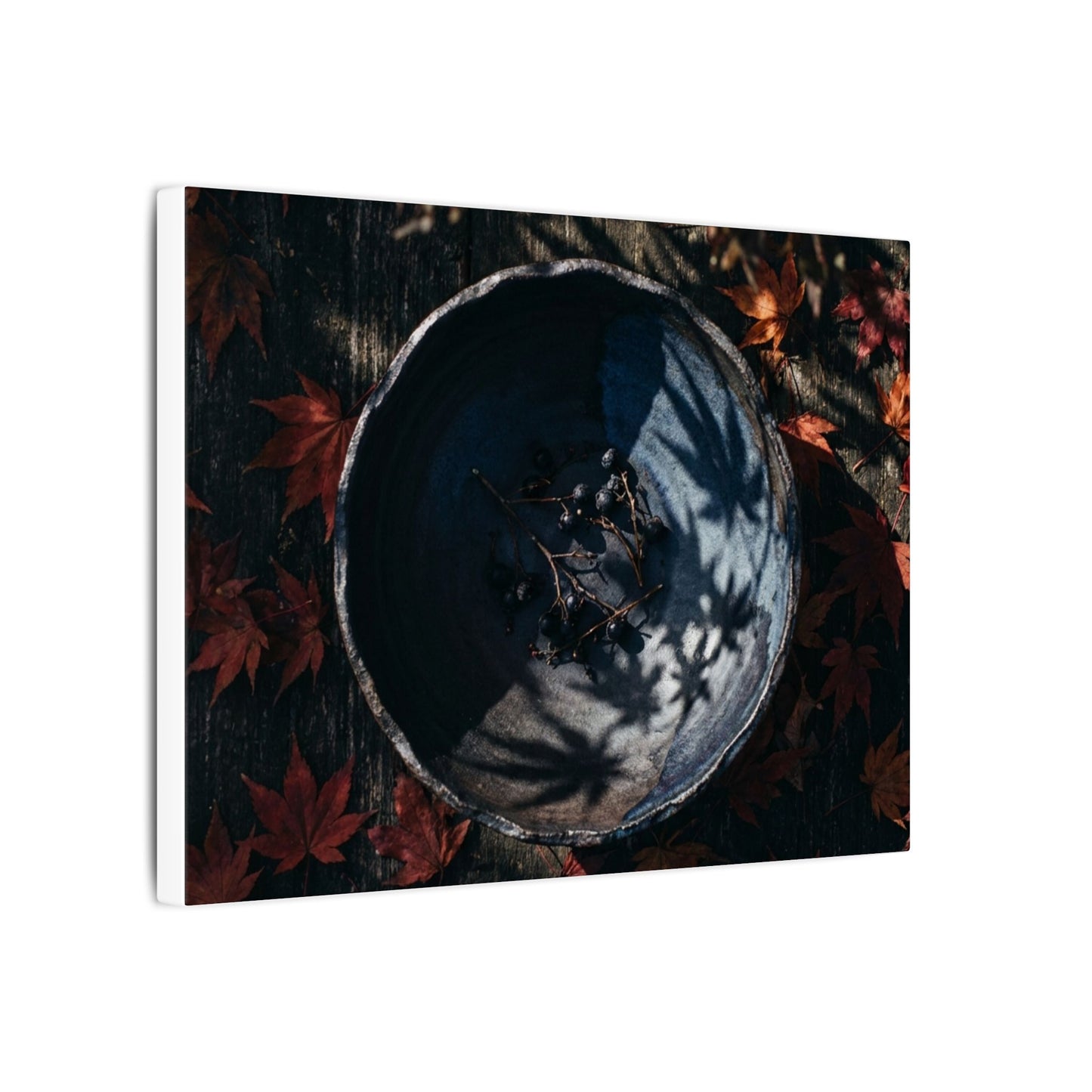 Autumn Ceramic Bowl Shadow Zen Canvas Art | Bold Decor