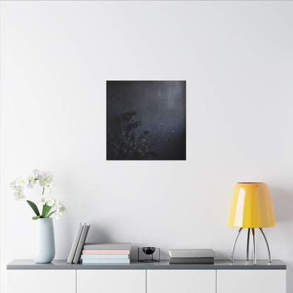 Dried Flowers Spring Canvas Art | Dark Japandi Moody Design