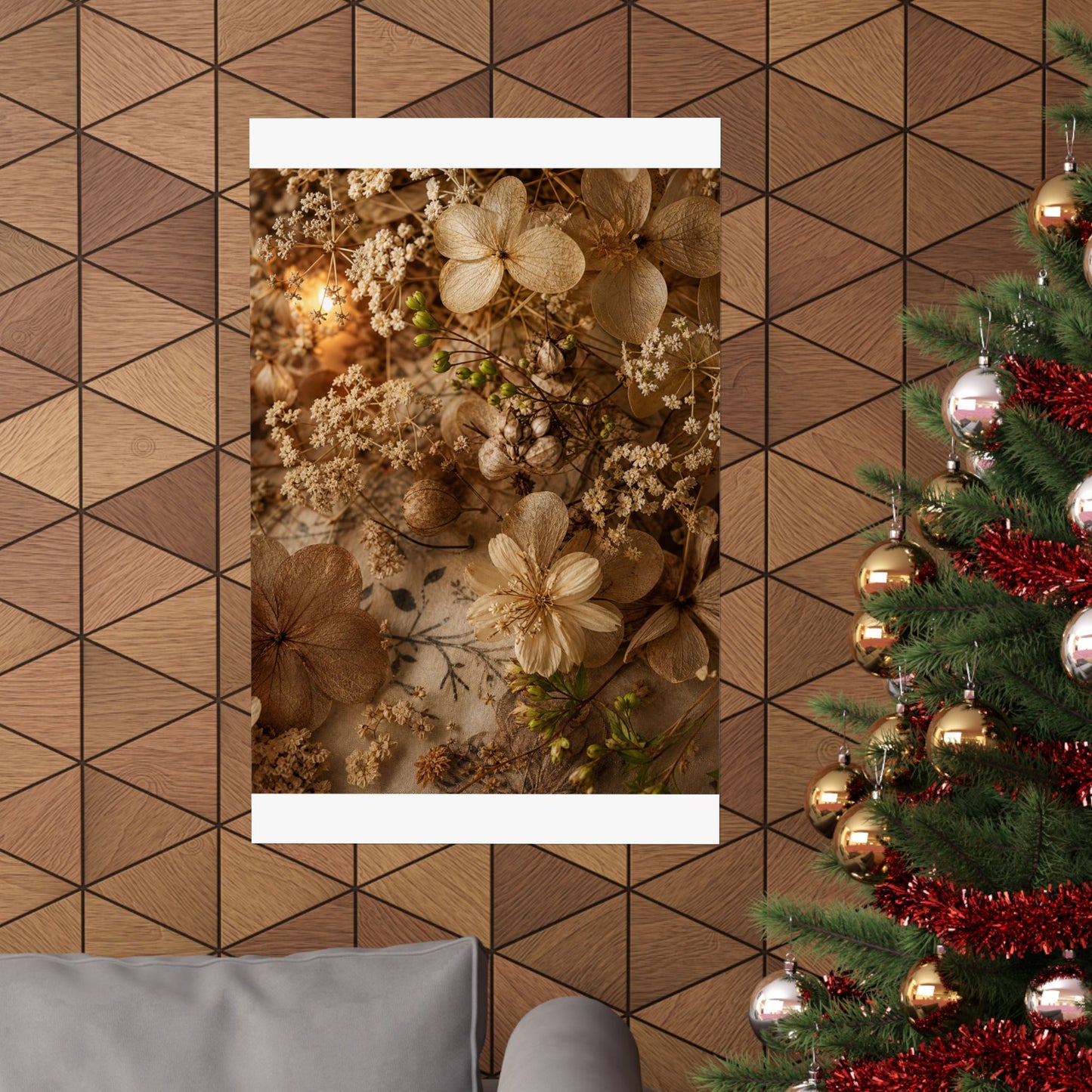 Candlelight Dried Flowers Wall Art Print - Japandi Fukinsei