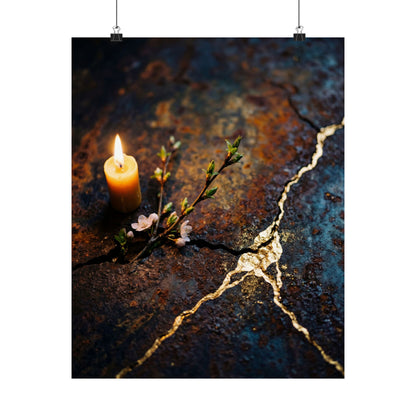 Beautiful Rust Patina Wall Art Print - Gold Repair Kintsugi Art Print