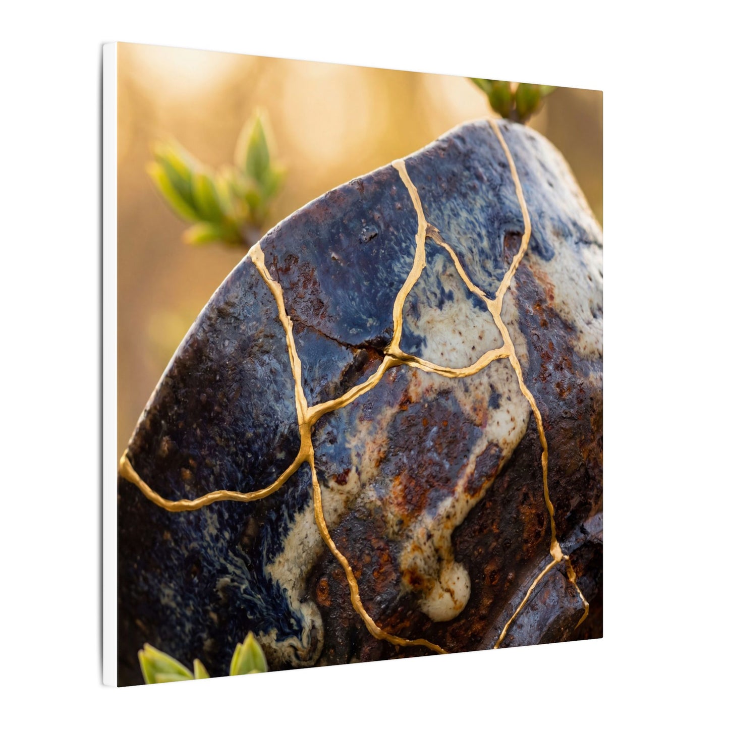 Fukinsei Rust Patina Canvas Art - Kintsugi Gold Repair