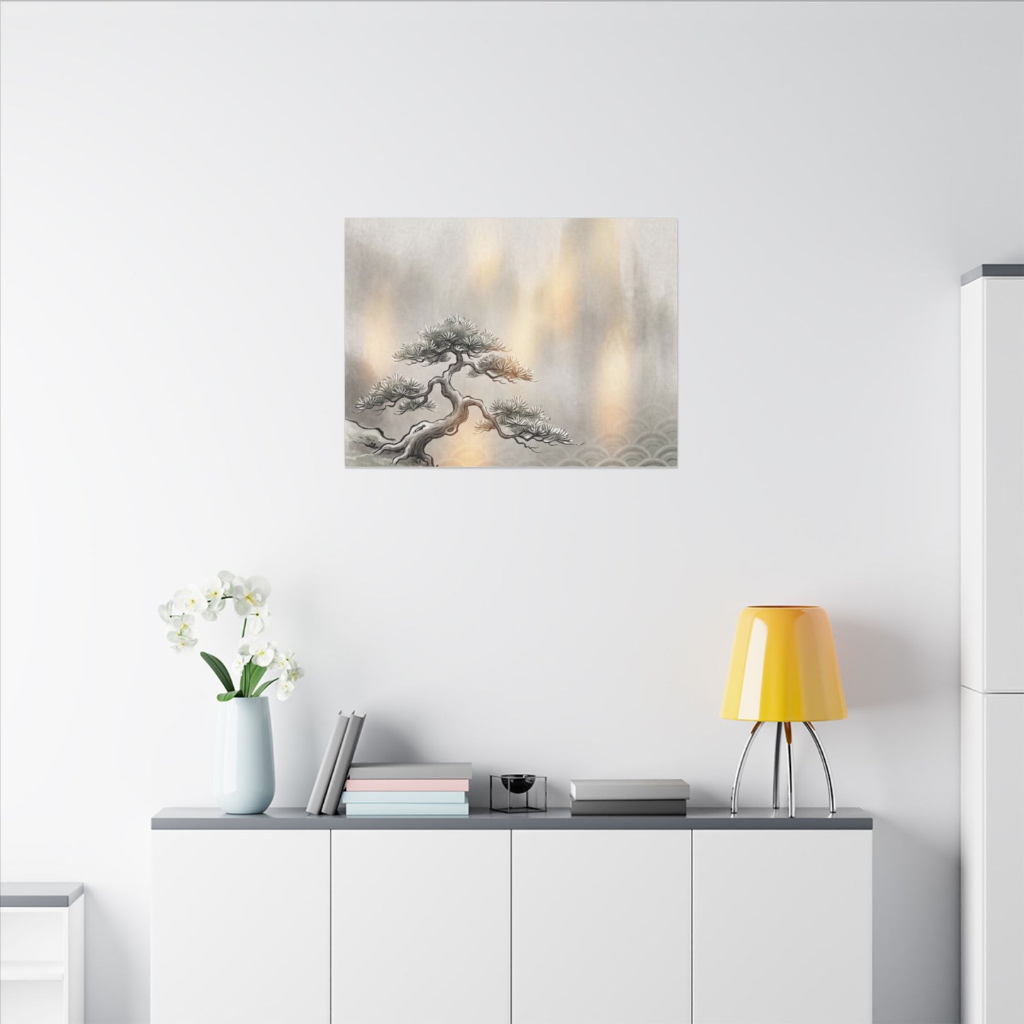 Pine Tree Canvas Art | Winter Japandi Japanese Pattern Art