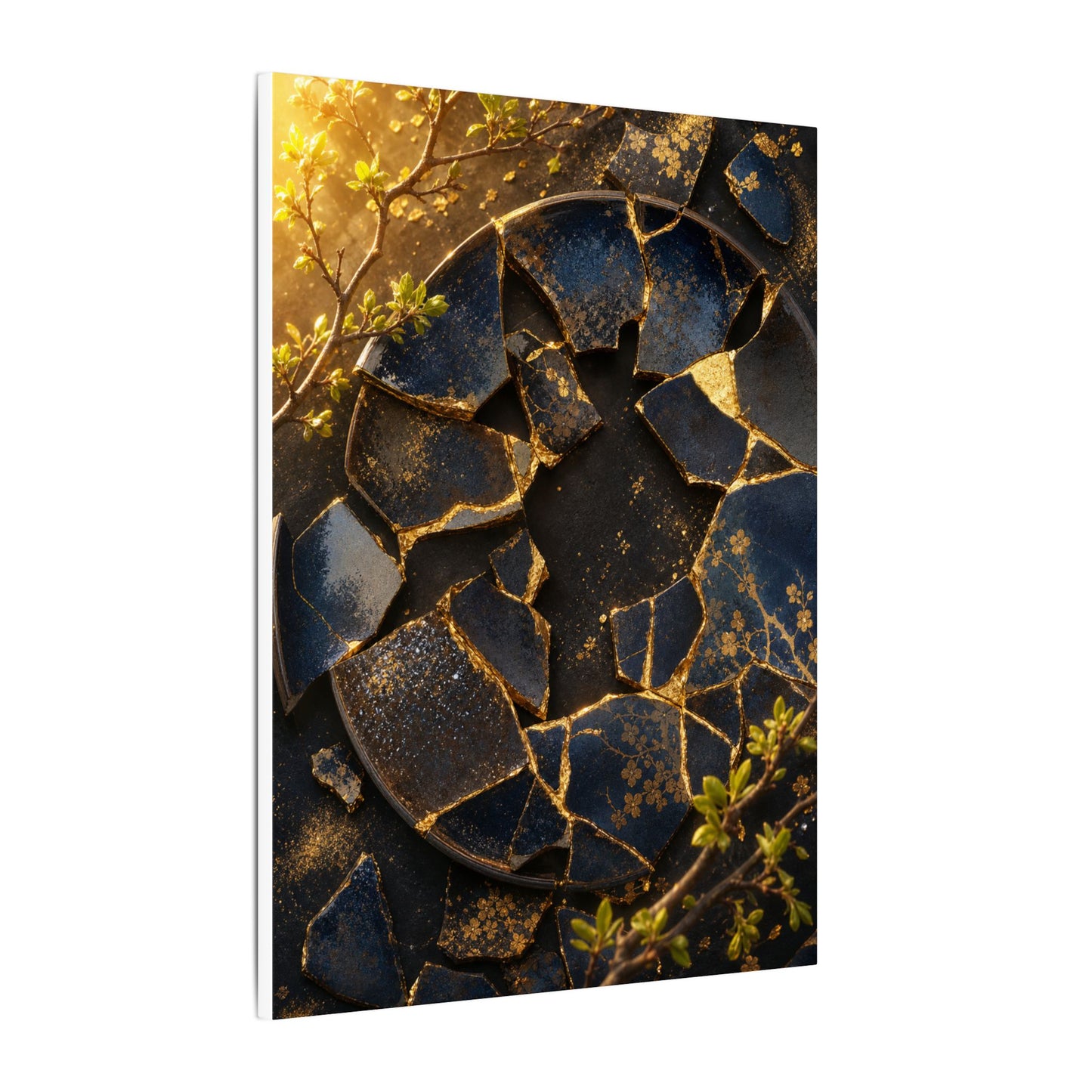 Golden Hour Broken Pottery Canvas Art - Kintsugi Ma