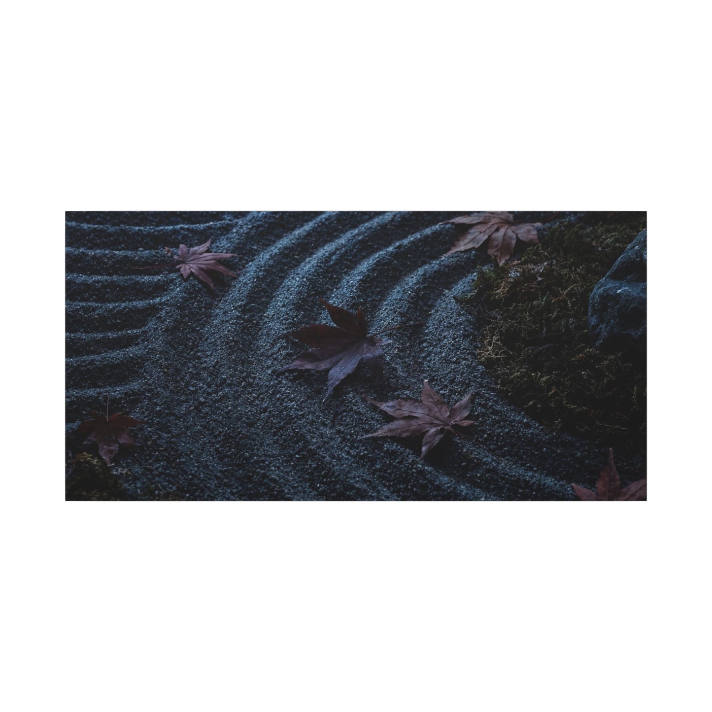 Rock Garden Canvas Art | Autumn Dark Japandi Dark Texture Art
