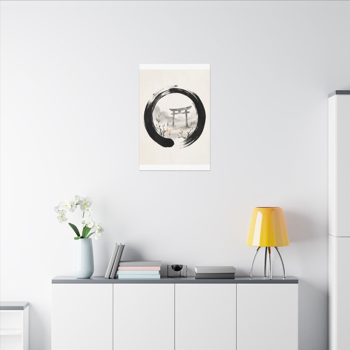 Spring Torii Gate Enso Canvas Art | Tranquil Decor