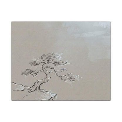 Pine Tree Minimal Line Canvas Art | Warm Japandi Art