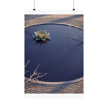 Lotus Flower Karesansui Wall Art Print | Tranquil Zen Art Art Print