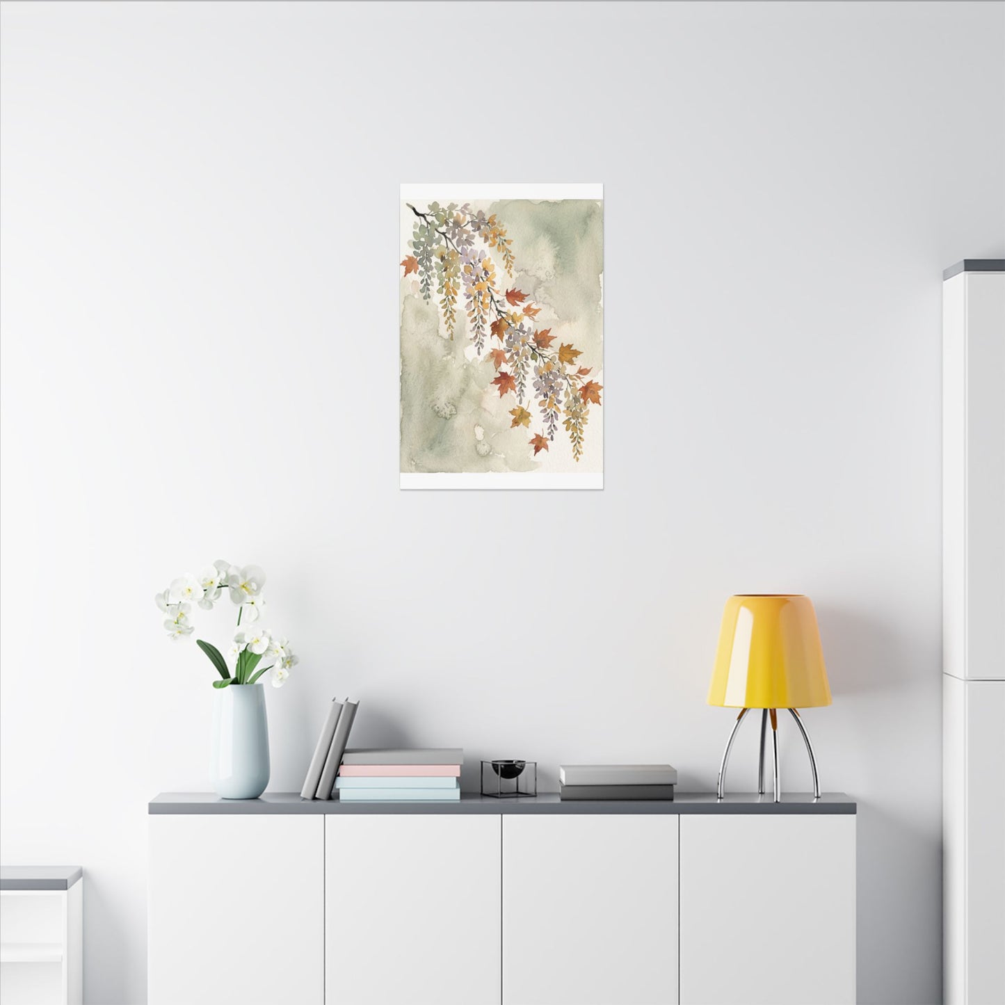 Ma Wisteria Canvas Art - Japandi Watercolor