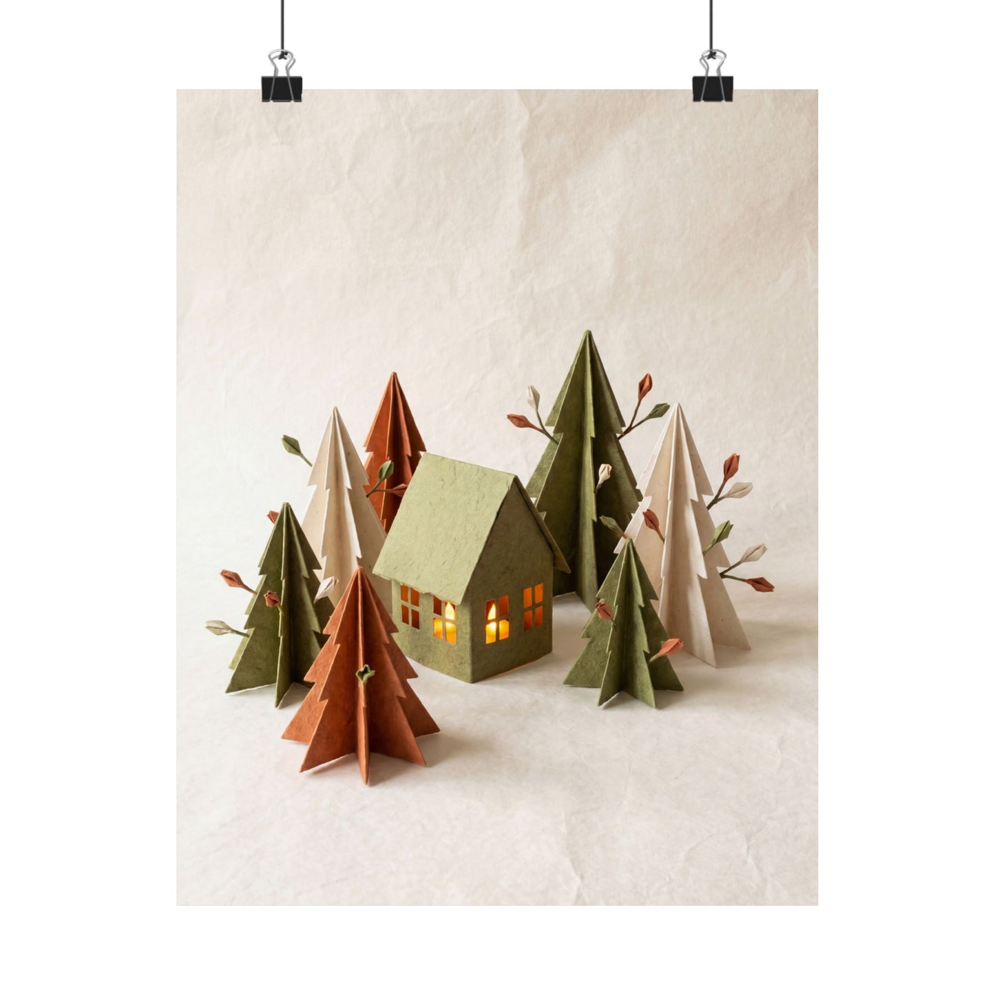 Spring Paper Fold Forest Whimsy Wall Art Print | Nostalgic Decor