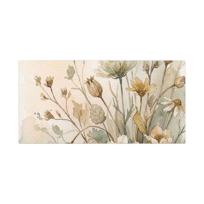 Summer Dried Flowers Watercolor Canvas Art | Elegant Decor
