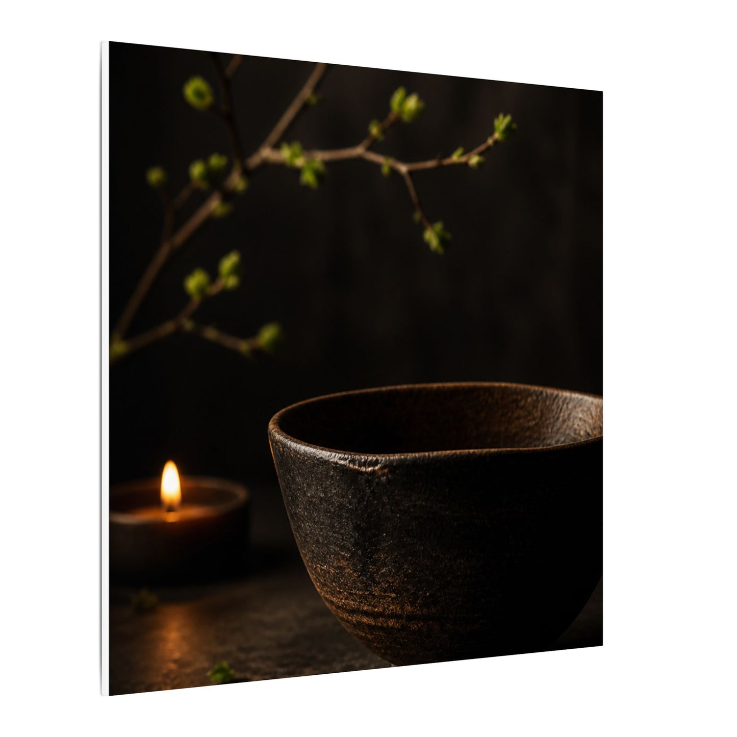 Moody Ceramic Bowl Canvas Art - Shadow Zen Dark Japandi