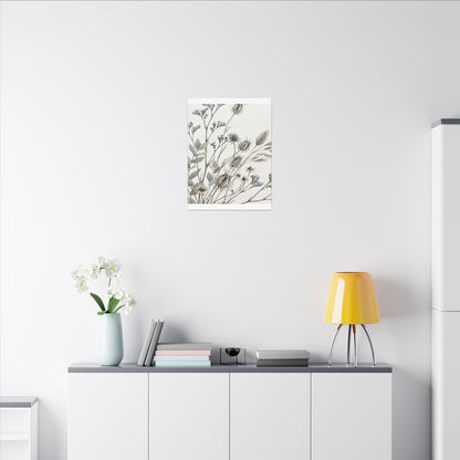 Dried Flowers Canvas Art | Summer Japandi Watercolor Art