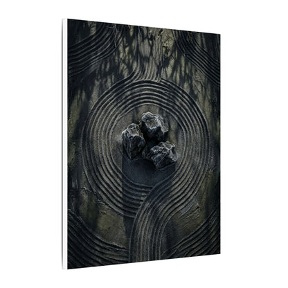 Moody Rock Garden Canvas Art - Dark Texture Dark Japandi