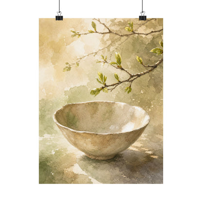 Neutral Ceramic Bowl Wall Art Print - Watercolor Japandi