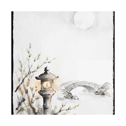 Spring Moonlit Garden Sumi E Wall Art Print | Calm Decor