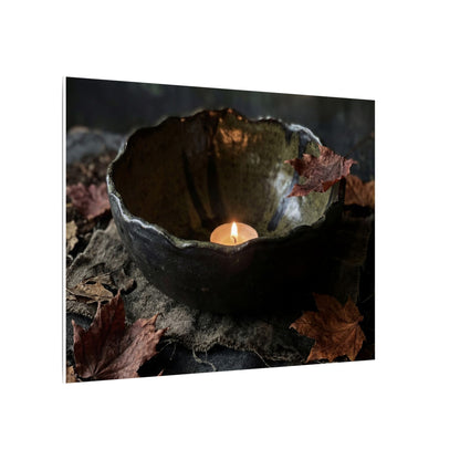 Candlelight Ceramic Bowl Canvas Art - Dark Japandi Kanso