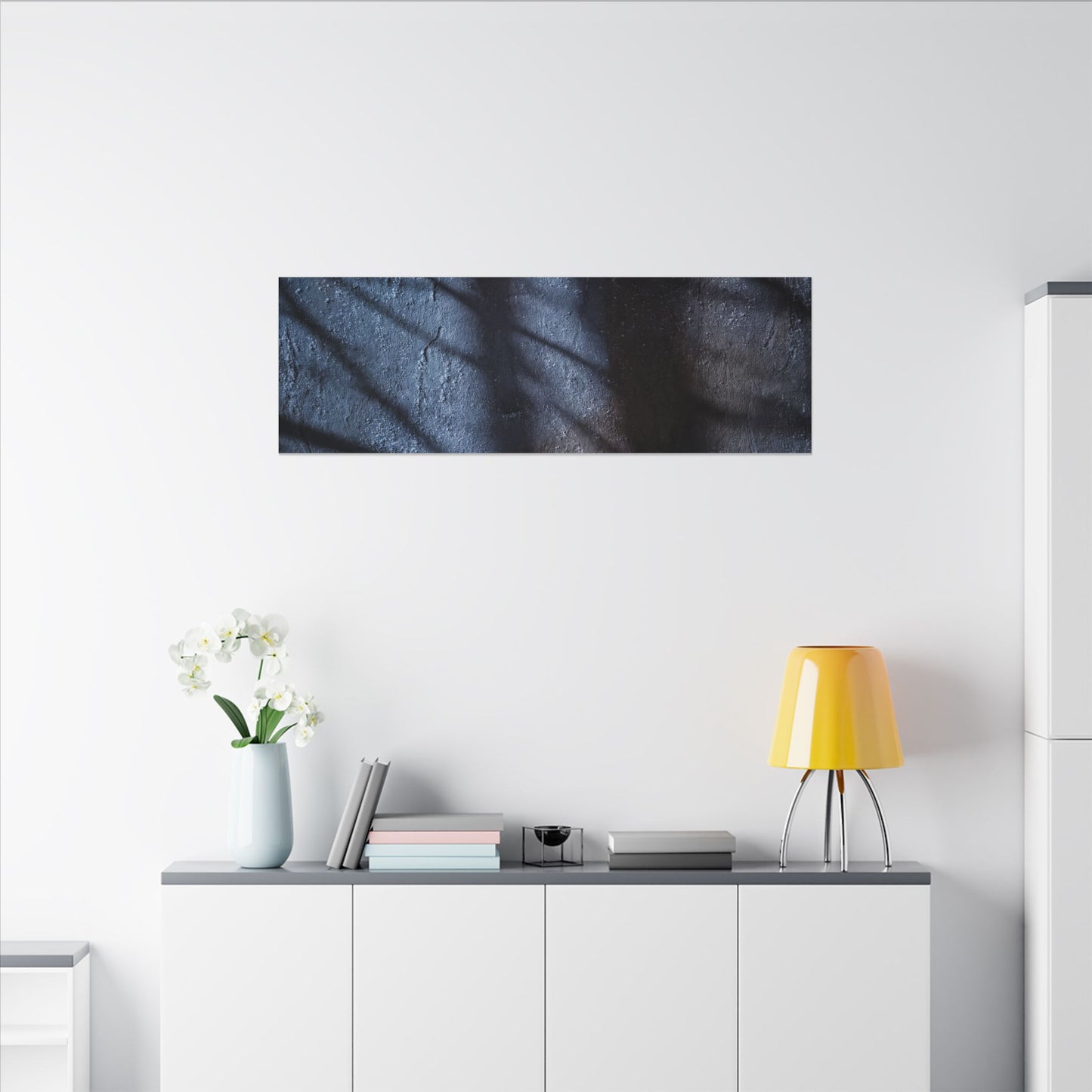 Dark Japandi Shadow Play in Moonlight | Moody Minimal Canvas Art