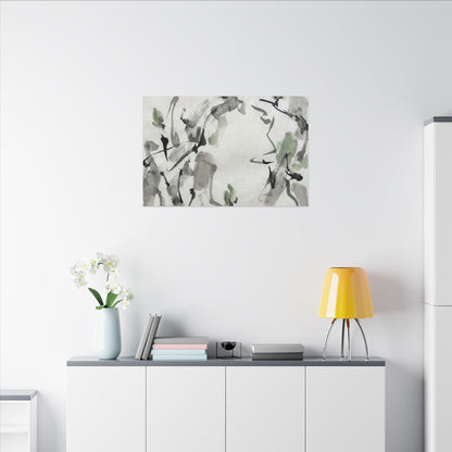 Zen Ink Brushstroke in Overcast | Sumi E Canvas Art