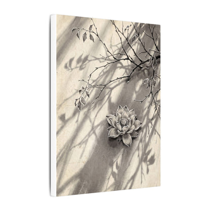 Winter Lotus Flower Sumi E Canvas Art | Contemplative Decor