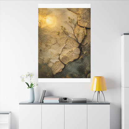 Cracked Earth Spring Canvas Art | Japandi Warm Design