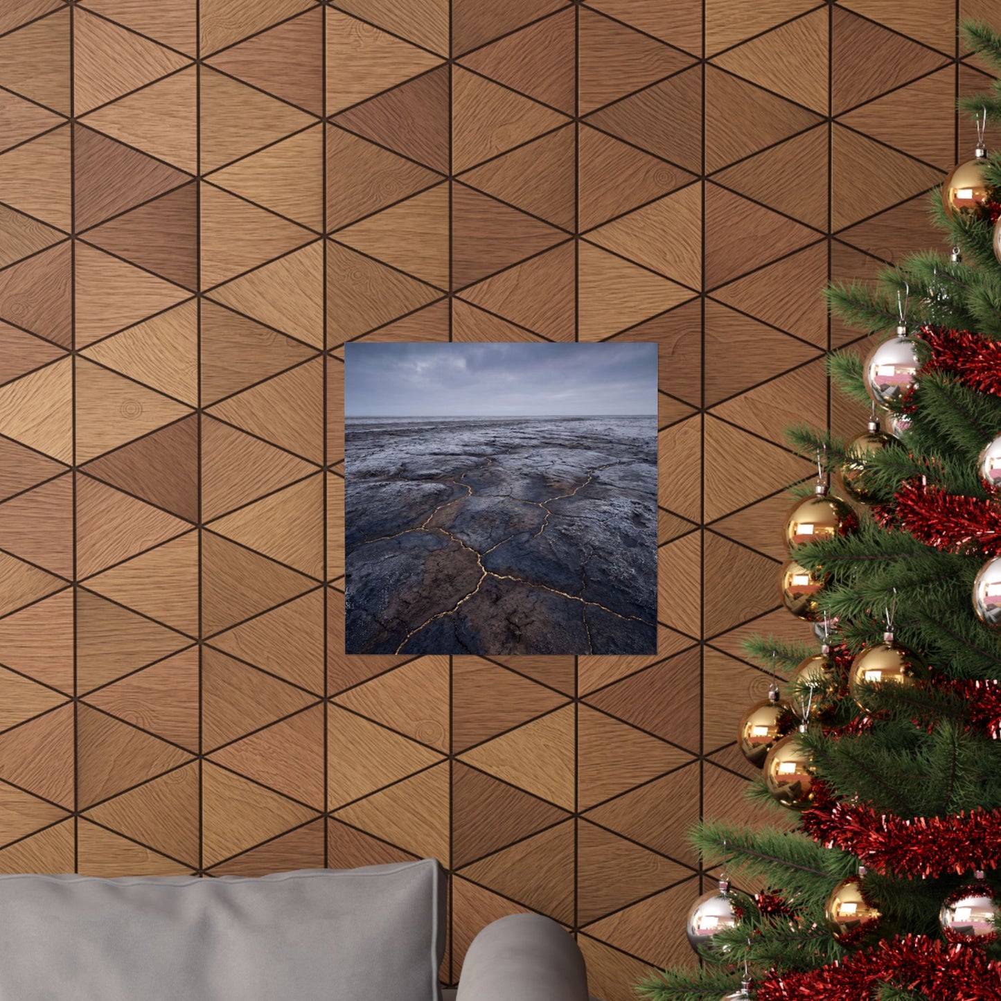 Cracked Earth Dark Texture Wall Art Print | Bold Dark Japandi Art