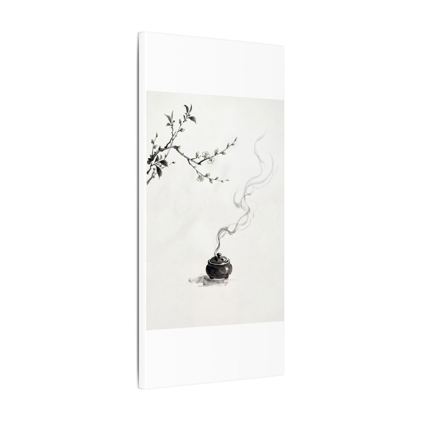 Calm Incense Smoke Canvas Art - Sumi E Zen