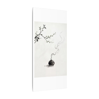 Calm Incense Smoke Canvas Art - Sumi E Zen