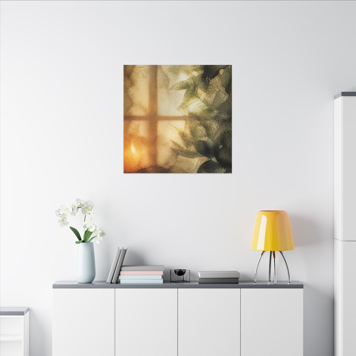 Cozy Shoji Screen Canvas Art - Watercolor Japandi