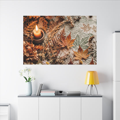 Candlelight Dried Flowers Canvas Art - Japandi Seijaku