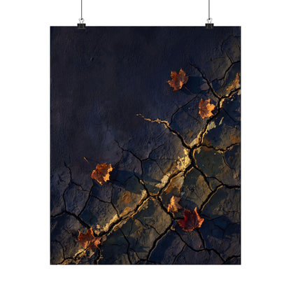 Golden Hour Cracked Earth Wall Art Print - Dark Japandi Seijaku Art Print