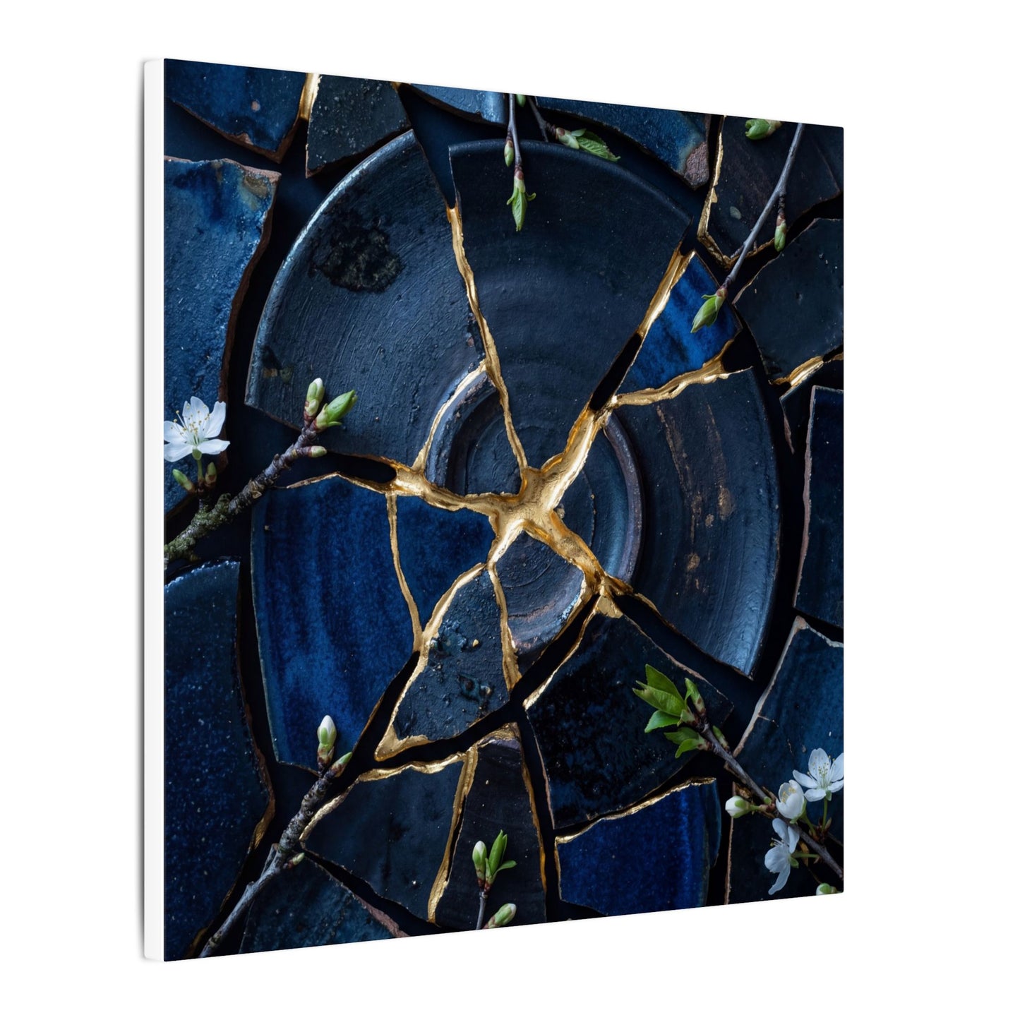 Moonlight Broken Pottery Canvas Art - Kintsugi Fukinsei
